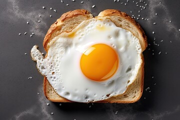 top view fried egg on a piece of toast  - Powered by Adobe