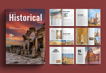 Historical Magazine Template Design Layout