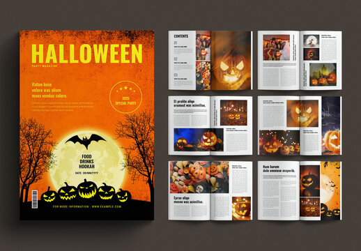 Halloween Magazine Template Design Layout