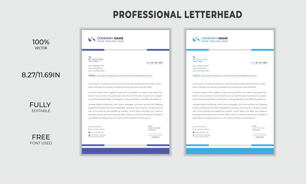 official corporate business letterhead design template vector file