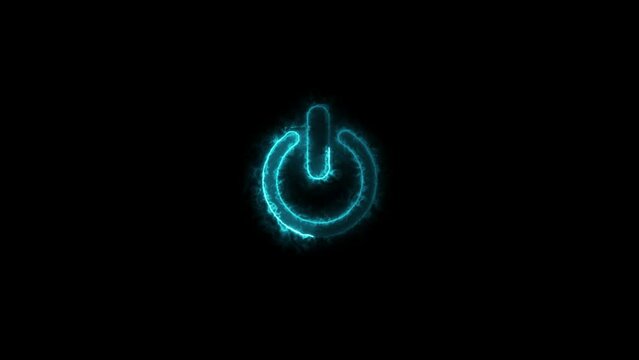 A neon  power button  animation on the black background .