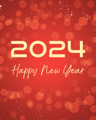 2024 Happy new year christmas red abstract shiny background.