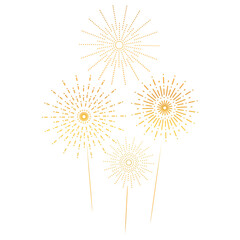 fireworks illustration. simple & modern gold color for new year celebration vector elements