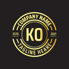 Professional simple Letter KO Circle Luxury Gold Color Vector Logo Template