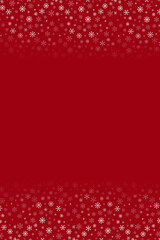 Snowflakes falling on Christmas red background, new year card concept with snow.