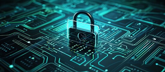 Securing digital networks and protecting shared resources with virtual locking interactive controls and safeguarding personal data from cyberattacks and hackers With copyspace for text