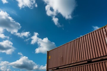 Fototapeta na wymiar Cargo container with sky background. Generative AI