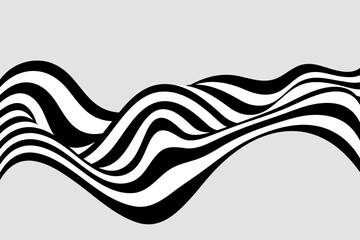 Abstract wave background, black and white wavy stripes or lines design. Optical art.