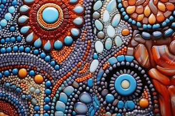 A detailed close-up view of a decorative art piece. This image can be used for various purposes, such as interior design projects, art exhibitions, or home decor catalogs.