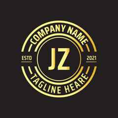 Fototapeta premium Professional simple Letter KZ Circle Luxury Gold Color Vector Logo Template