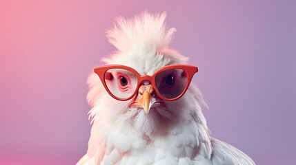 Chicken sunglasses pastel background