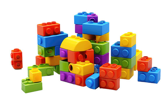 3D Cartoon Image Plastic toy Building on isolated background