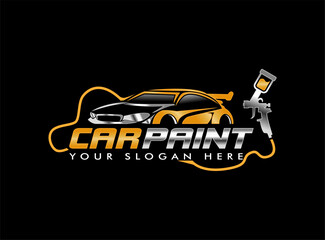 car paint logo illustration graphic vector of auto car painting with spray gun logo design template