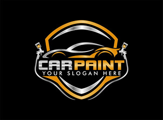 car paint logo illustration graphic vector of auto car painting with spray gun logo design template