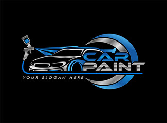 car paint logo illustration graphic vector of auto car painting with spray gun logo design template