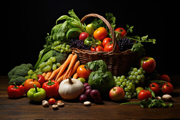 Vegetables and fruits background