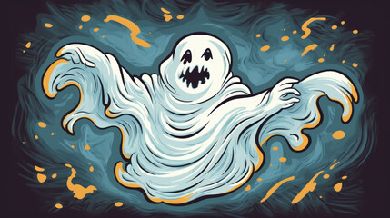 illustration of a ghost in white tones