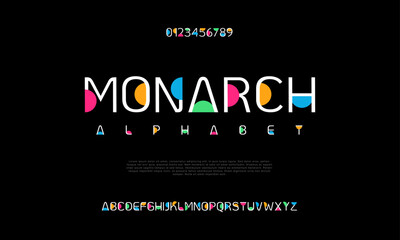 Monarch creative modern urban alphabet font. Digital abstract moslem, futuristic, fashion, sport, minimal technology typography. Simple numeric vector illustration