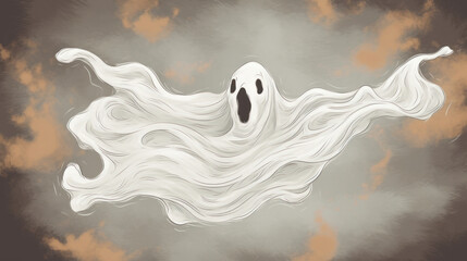 illustration of a ghost in light gray tones