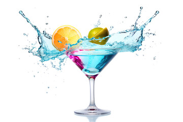 Splashing cocktail with lemon isolated on white - 661797363