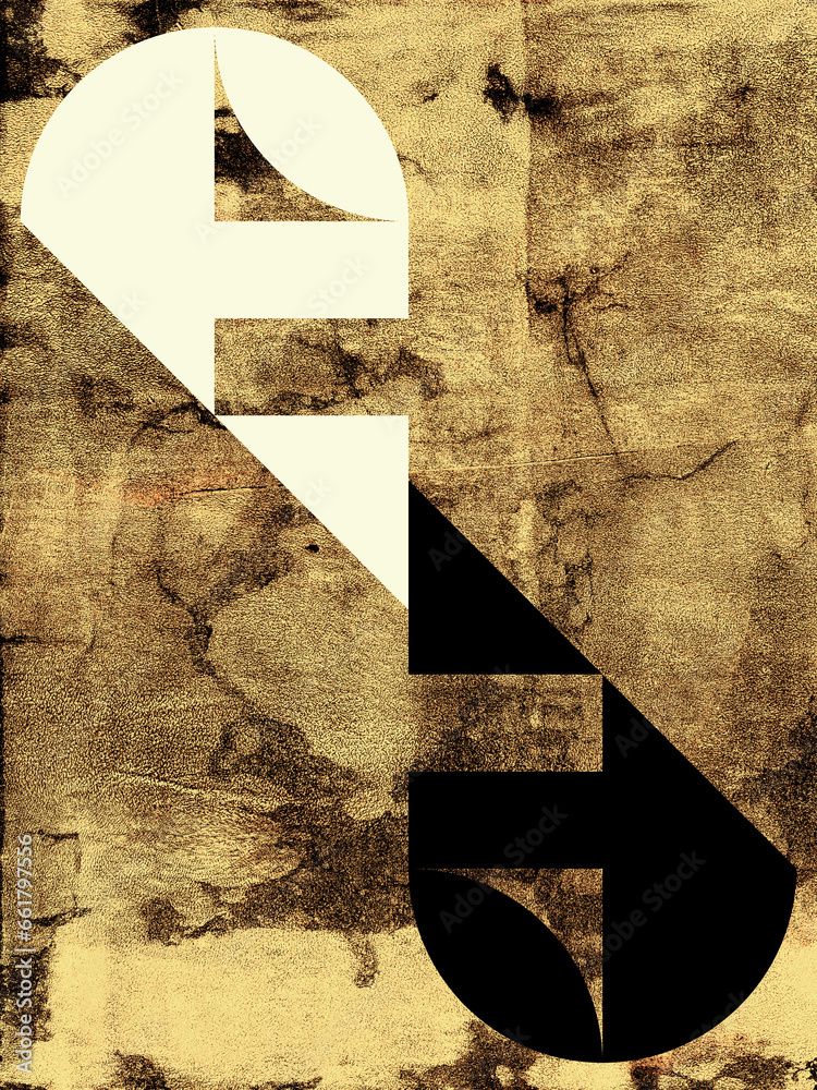Poster abstract colour bitmap composition created using geometric shapes and grunge style texture.
