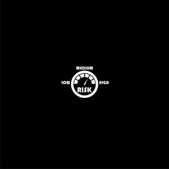 Risk concept on speedometer icon isolated on dark background