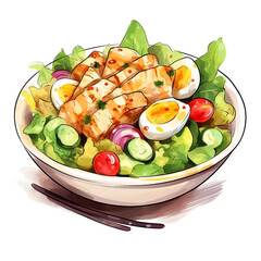 Chicken Salad Watercolor Illustration - Culinary Art, Transparent Background