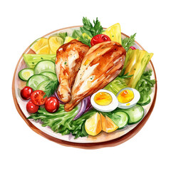 Chicken Salad Watercolor Illustration - Culinary Art, Transparent Background