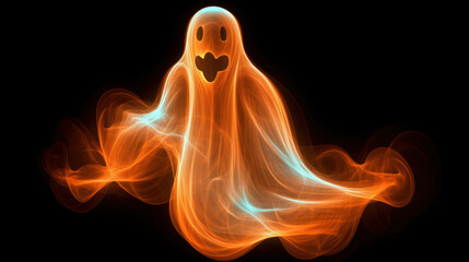 illustration of a ghost in dark orange tones