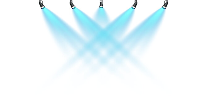 Bright blue Spotlight. Scene. Light Effects. Glow light effect. Glowing lamp. PNG.