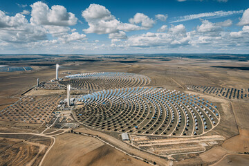 Aerial view of a Solar Power Station in the wildness