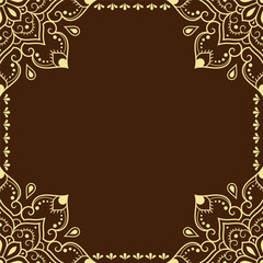 Frame in eastern tradition. Stylized with henna tattoos decorative pattern for decorating covers for book, notebook, casket, magazine, postcard and folder. Flower border in mehndi style.