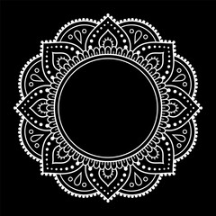 Frame in eastern tradition. Stylized with henna tattoos decorative pattern for decorating covers for book, notebook, casket, magazine, postcard and folder. Flower border in mehndi style.