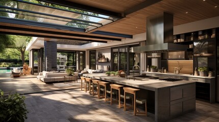 kitchen remodel that incorporates open-air concepts, seamlessly connecting indoor and outdoor cooking and dining areas