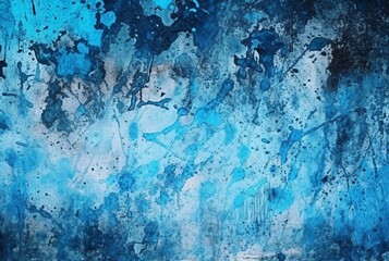 Blue cement texture background with watercolor splashes. generative ai