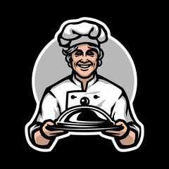 Chef in headdress. Logo, emblem.