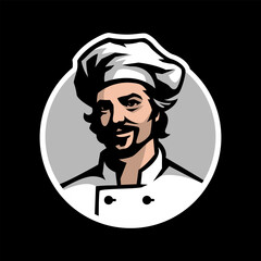 Chef in headdress. Logo, emblem.