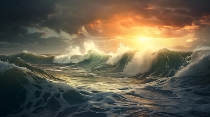 Stormy sea morning.