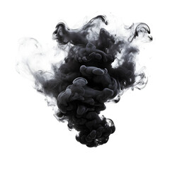 Isolated black smoke cloud on a white backdrop. High-quality stock photo for dramatic visual effects and design elements.