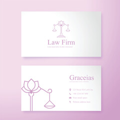 	
pink law scales flower concept lawyer business card