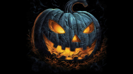 Fototapeta premium Illustration of a Halloween pumpkin in dark gray tones.