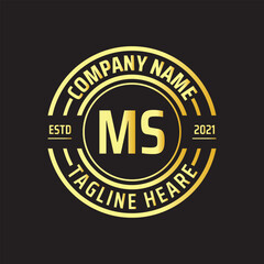 Fototapeta premium Professional simple Letter MS Circle Luxury Gold Color Vector Logo Template