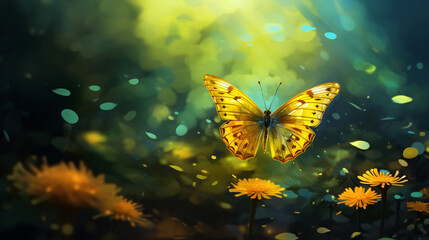 Fototapeta na wymiar Summer yellow butterfly
