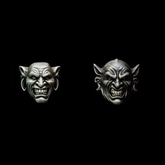 Ferocious demons in silver. Perfect for fantasy, high fantasy, book covers, cards, invitations, games and more.	