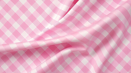 pink checkered background, fabric texture  - obrazy, fototapety, plakaty