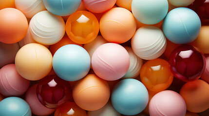 Pastel colored balls background. Abstract cute backdrop. Generative AI