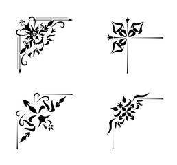 Ornamental design corners set vector