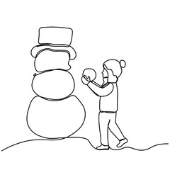 Christmas Day Snowman Elements Vector Line Art Style