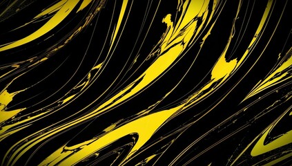 (4K) Abstract Oil Surface texture wallpaper/background, Black & Yellow, AI