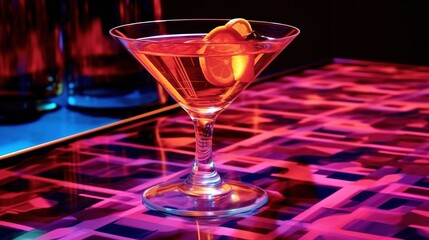 Trendy cocktail drink on the bar in the club, Created with Generative Ai technology. - obrazy, fototapety, plakaty